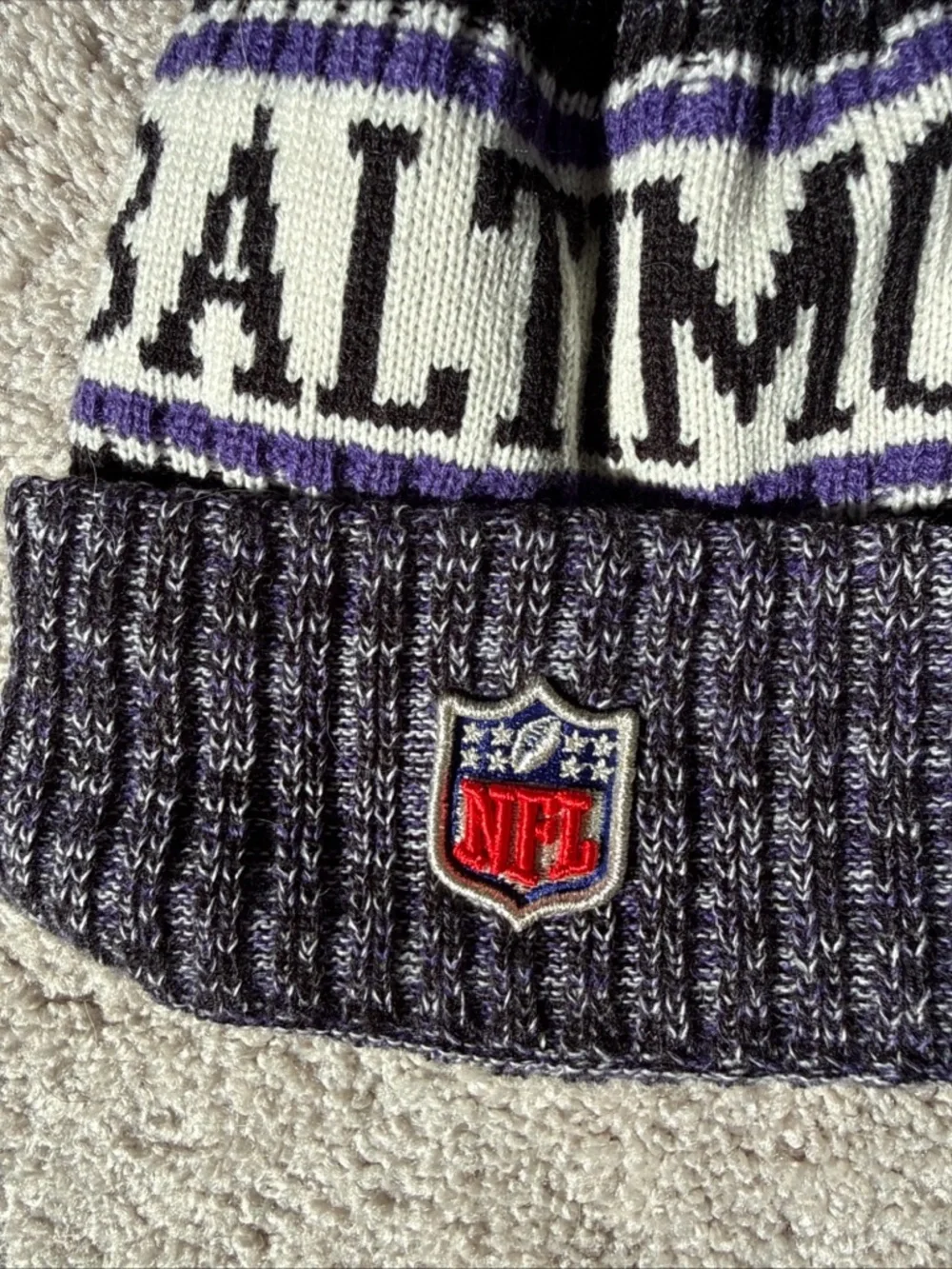 NWOT New Era Baltimore Ravens Knit Hat Pom 2018 Season Field‎ Issued